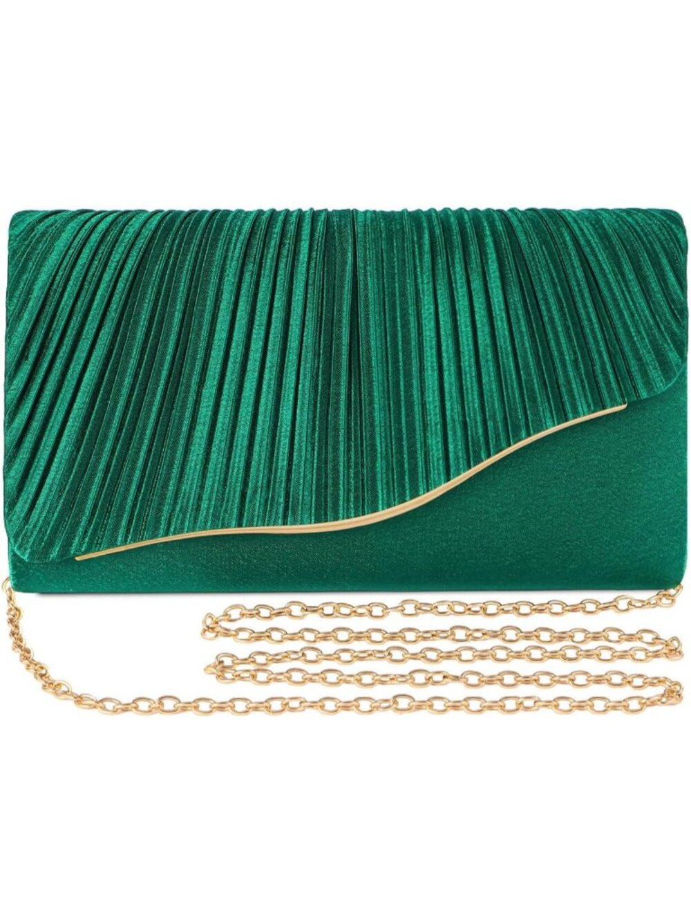 👜 Women's Green Elegant Satin Formal Purses Evening Cocktail Prom Clutch